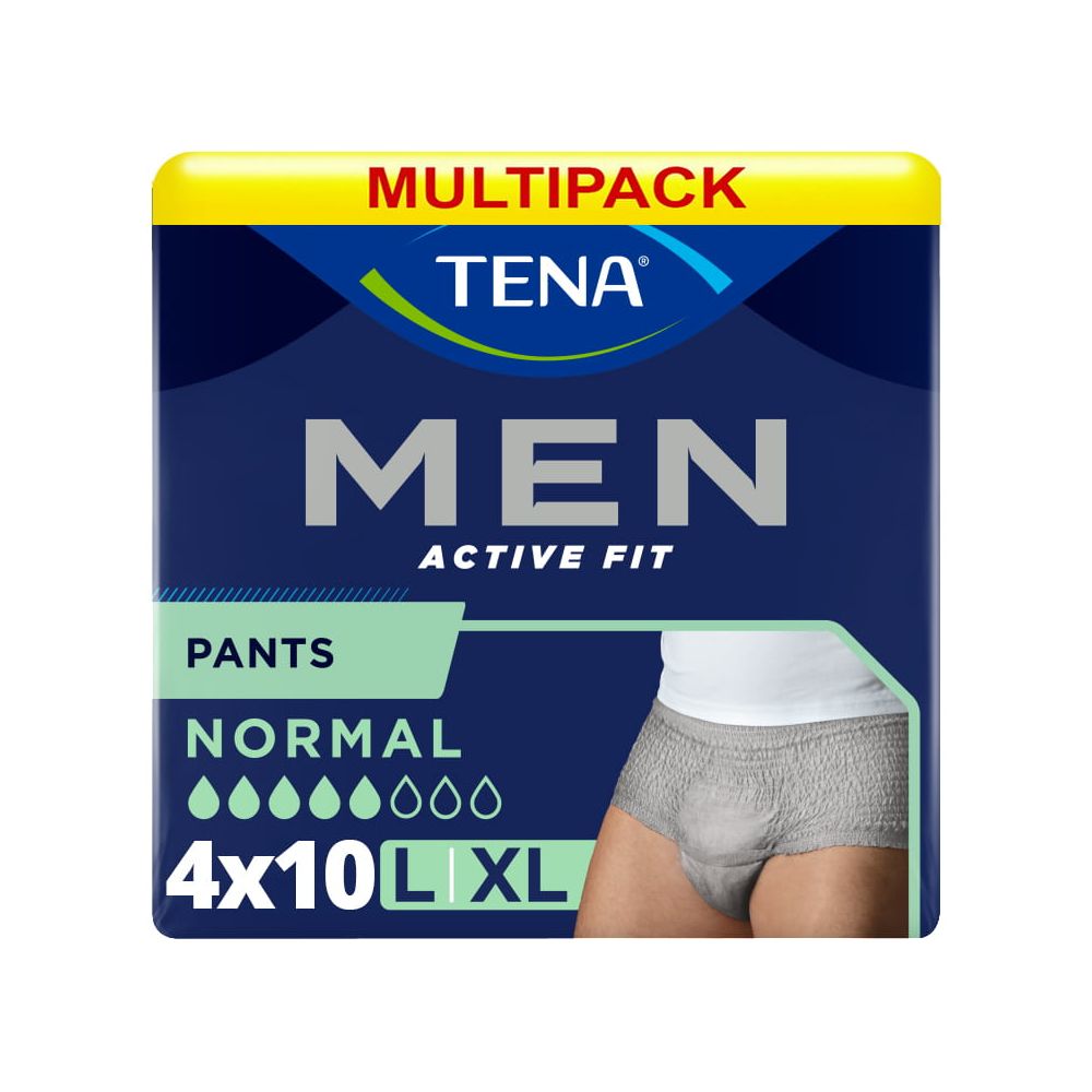 Multipack 4x TENA Men Active Fit Pants Normal Grey L/XL