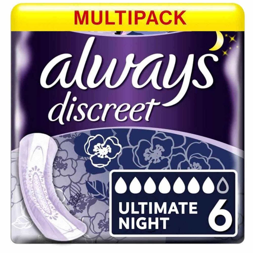 Multipack 6x Always Discreet Pads Ultimate Night 6 Pack