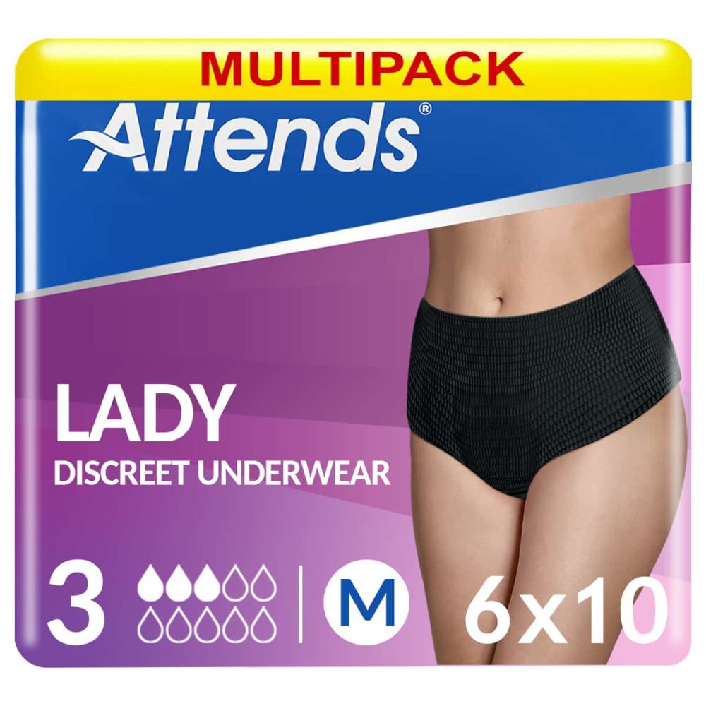Multipack 6x Attends Lady Discreet Underwear 3 Medium 900ml