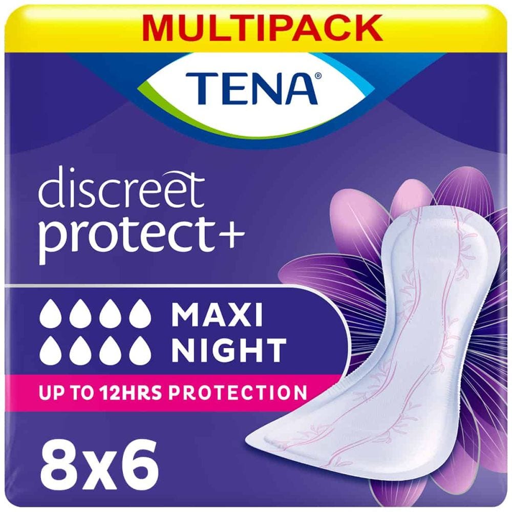 Multipack 8x TENA Discreet Protect Maxi Night 914ml 6 Pack AgeUKIncontinence