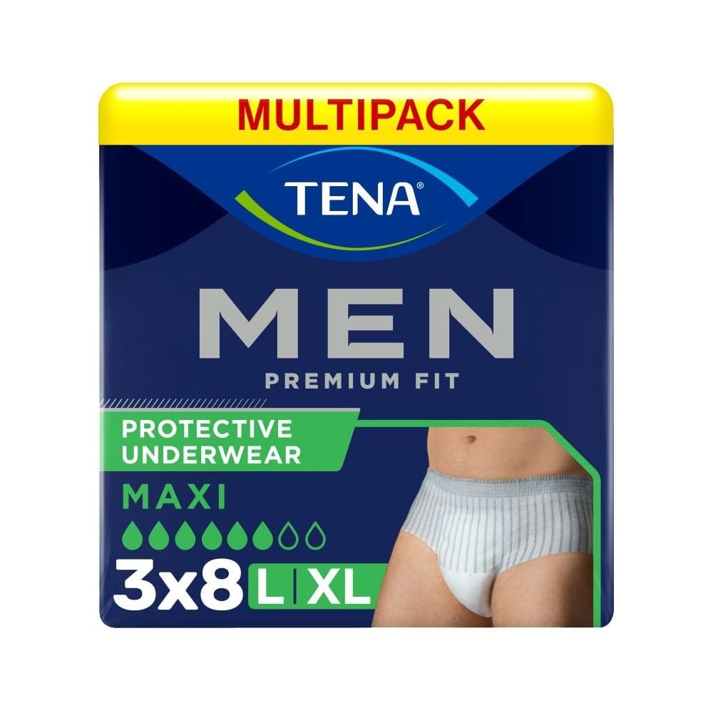 Multipack 3x TENA Men Premium Fit Protective Underwear Maxi Large/XL  (1350ml) 8 Pack