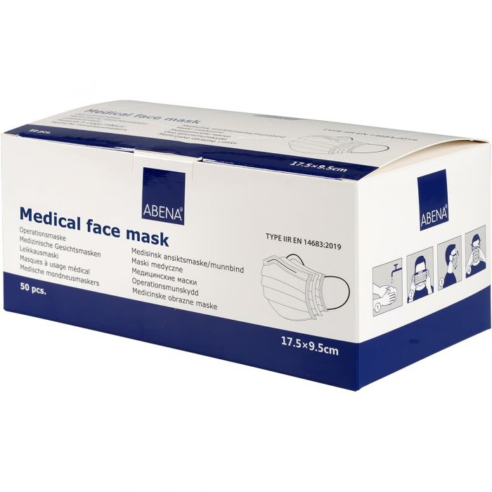 Abena Medical Disposable Face Masks Type IIR 50 Pack - pack left
