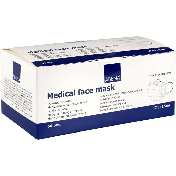 Abena Medical Disposable Face Masks Type IIR 50 Pack - pack right