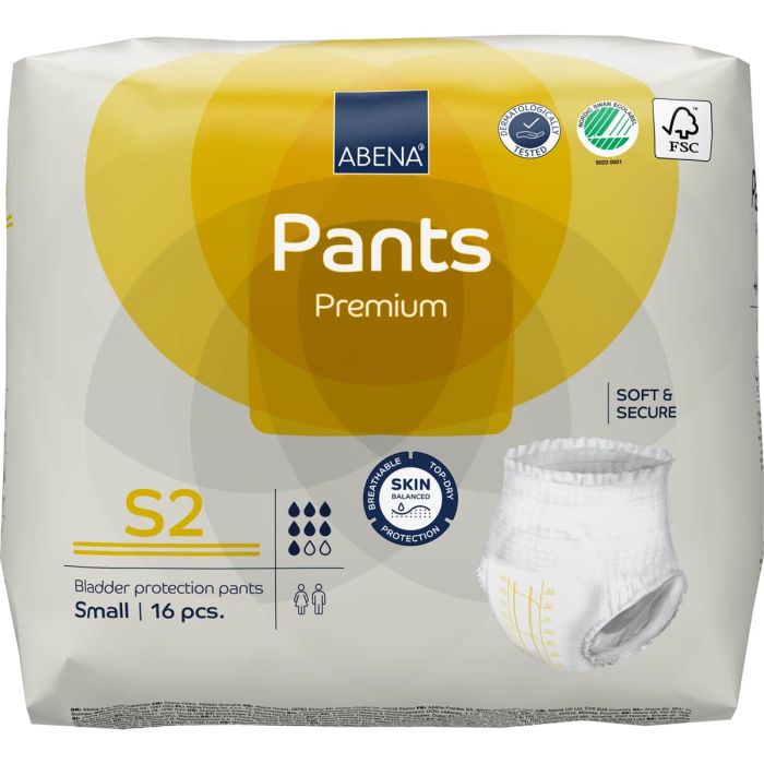 Abena Pants Premium S2 Small (1900ml) 16 Pack - pack front