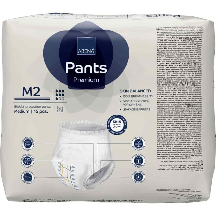 Multipack 6x Abena Pants Premium M2 Premium (1900ml) 15 Pack - pack back