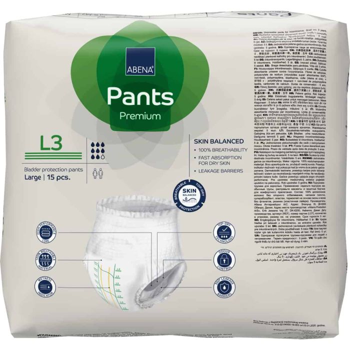 Abena Pants Premium L3 Large (2400ml) 15 Pack - pack back
