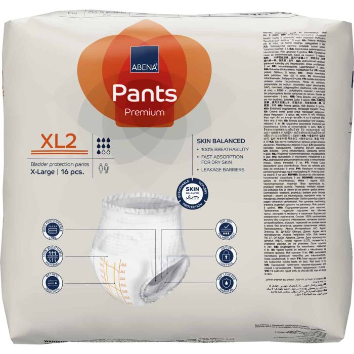 Abena Pants Premium XL2 XL (1900ml) 16 Pack - pack back