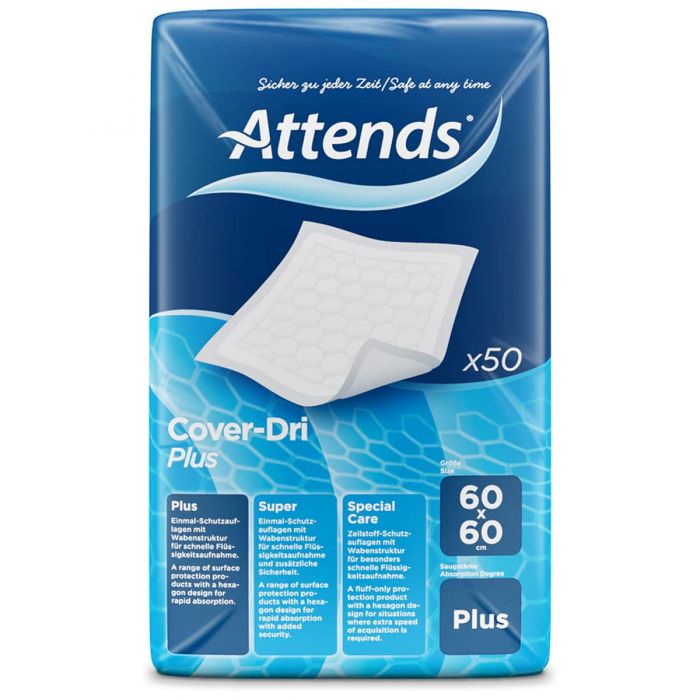Attends Cover Dri Plus 60x60 (731ml) 50 Pack - front