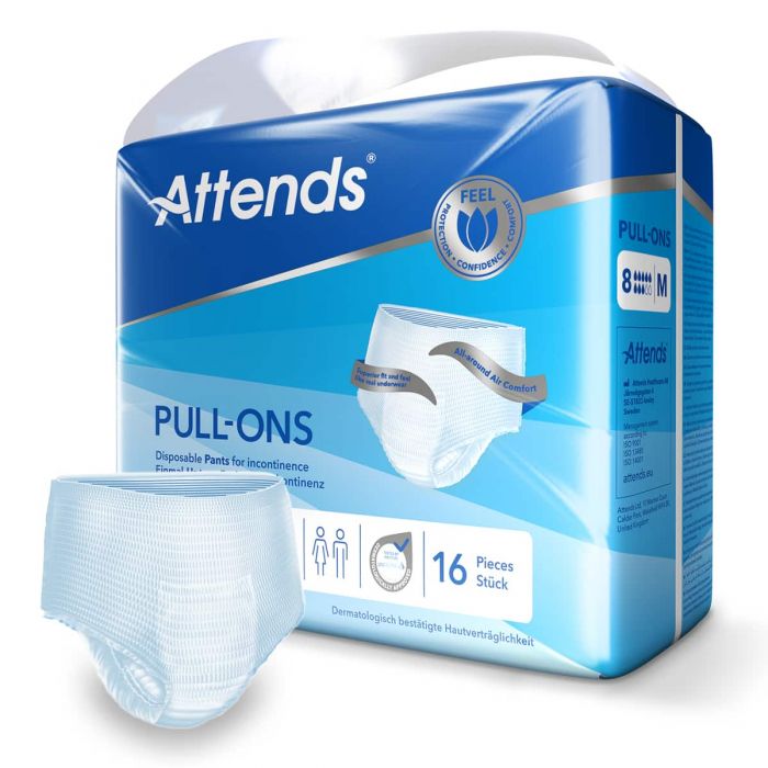 Attends Pull-Ons 8 Medium (1880ml) 16 Pack | AgeUKIncontinence.co.uk