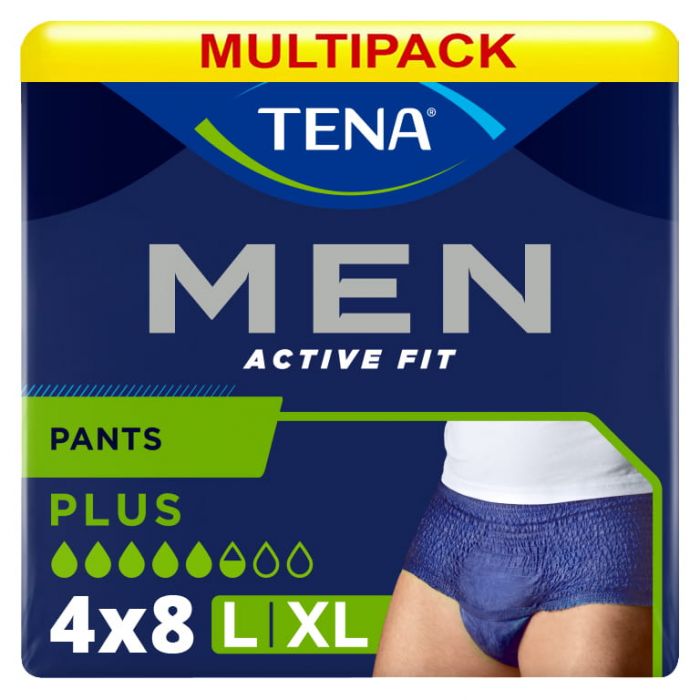 Multipack 4x TENA Men Active Fit Pants Plus Blue Large/XL (1010ml) 8 Pack - mobile