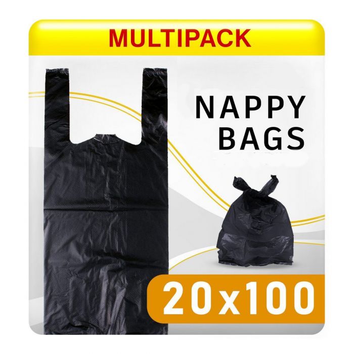 Multipack 20x Large Black Nappy Disposal Bag - 100 Pack