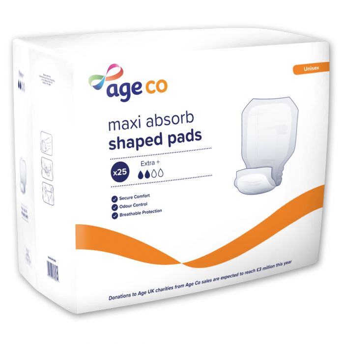 Age Co Maxi Absorb Shaped Pads Extra+ (2220ml) 25 Pack