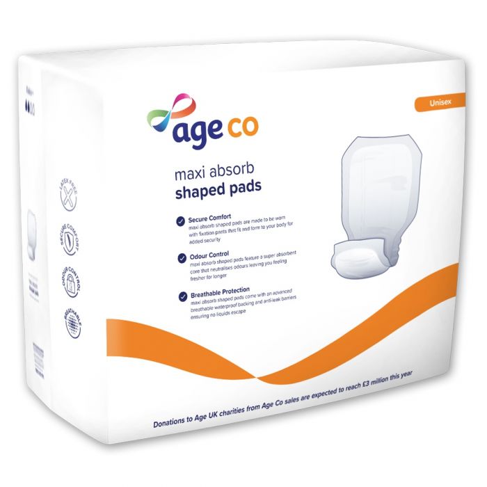 Age Co Maxi Absorb Shaped Pads Extra+ (2220ml) 25 Pack - Back of Pack