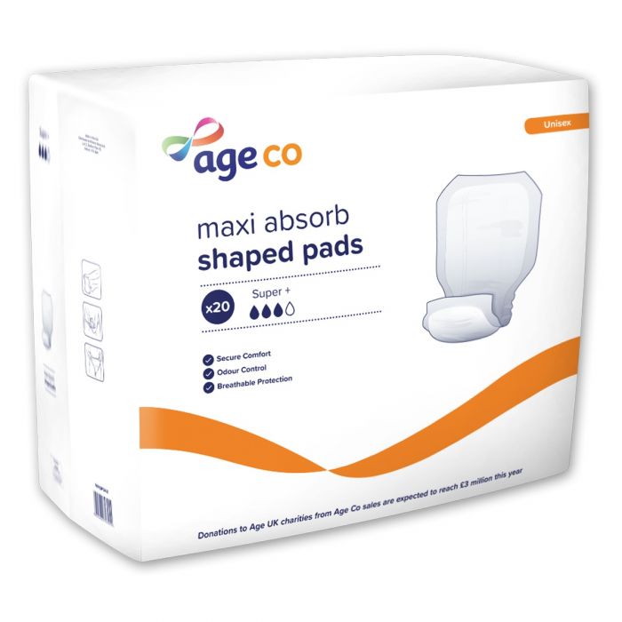 Age Co Maxi Absorb Shaped Pads Super+ (2920ml) 20 Pack