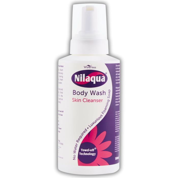 Nilaqua No-Rinse Body Wash Skin Cleanser 500ml - bottle render