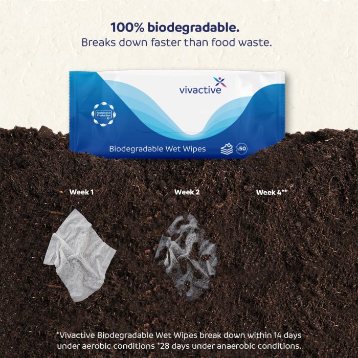 Vivactive Biodegradable Wet Wipes 50 Pack - biodegradable