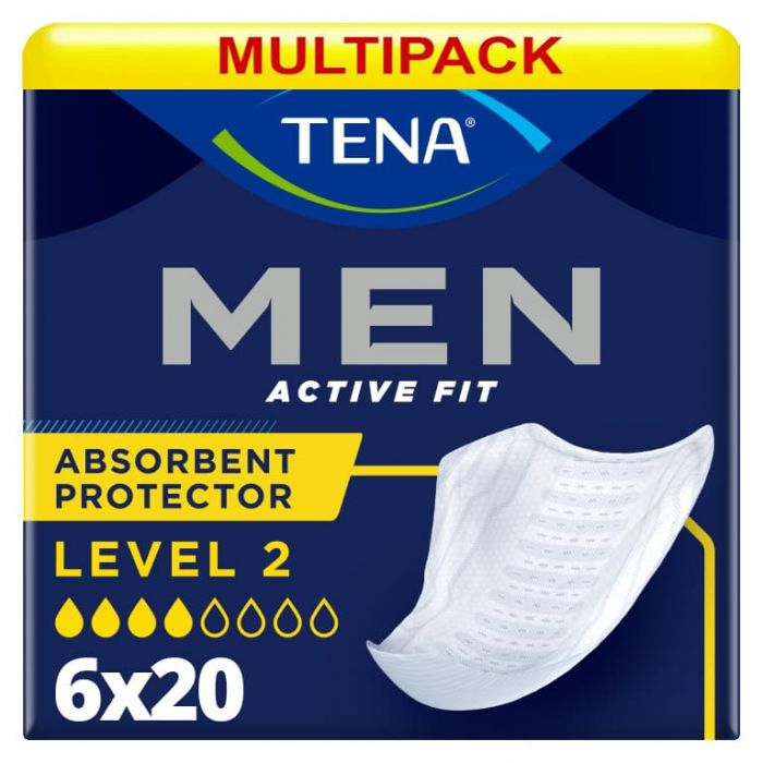 Multipack 6x TENA Men Active Fit Absorbent Protector Level 2 (450ml) 20 Pack