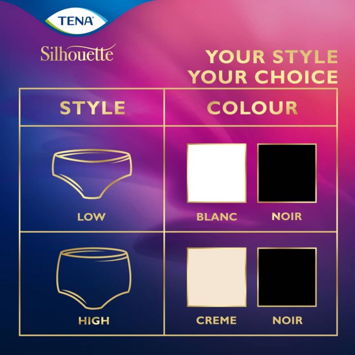 TENA Silhouette Normal Blanc Low Waist Pants Large (750ml) 5 Pack - choices