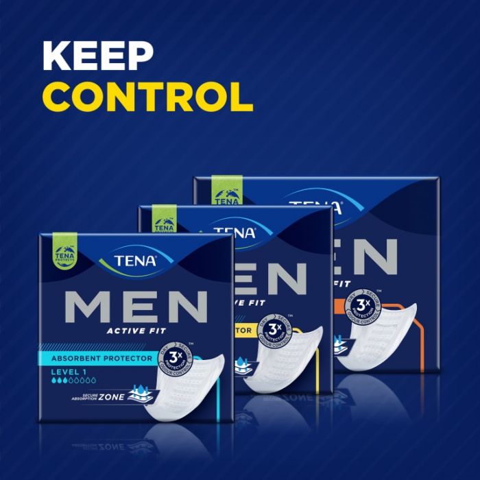 TENA Men Active Fit Absorbent Protector Level 2 (450ml) 20 Pack - range