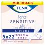 Multipack 5x TENA Lights Sensitive Liners Normal Single Wrap (90ml) 22 Pack