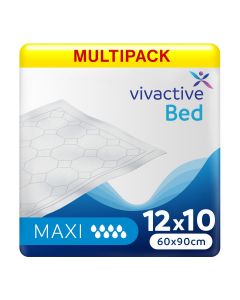 Multipack 12x Vivactive Bed Pads Maxi 60x90cm (2600ml) 10 Pack