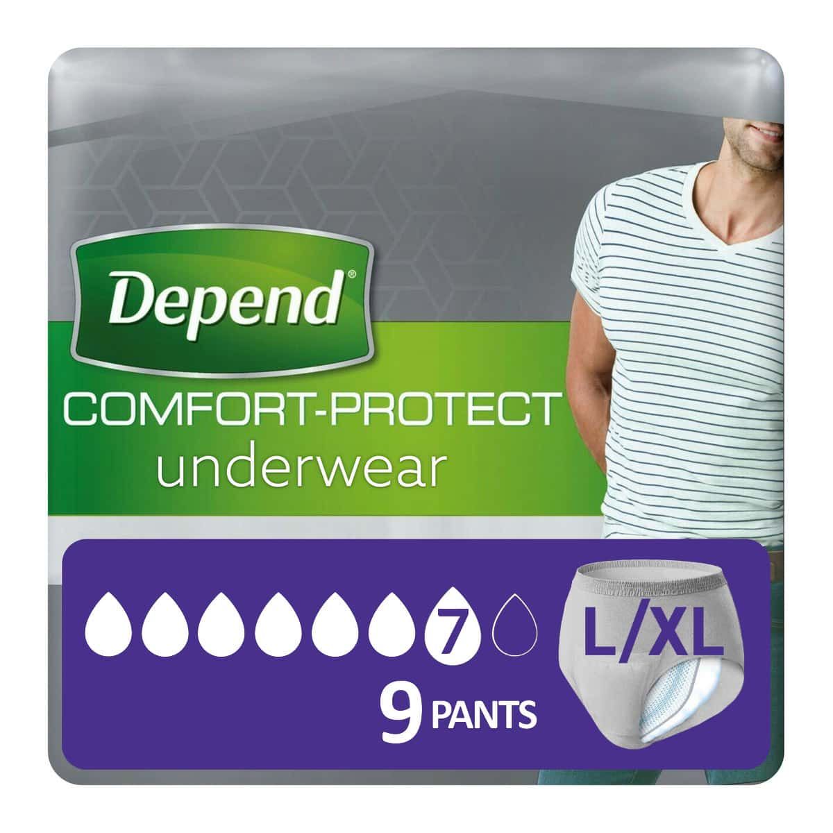 Depend Comfort-Protect Pants for Men Large/XL 1740ml 9 Pack