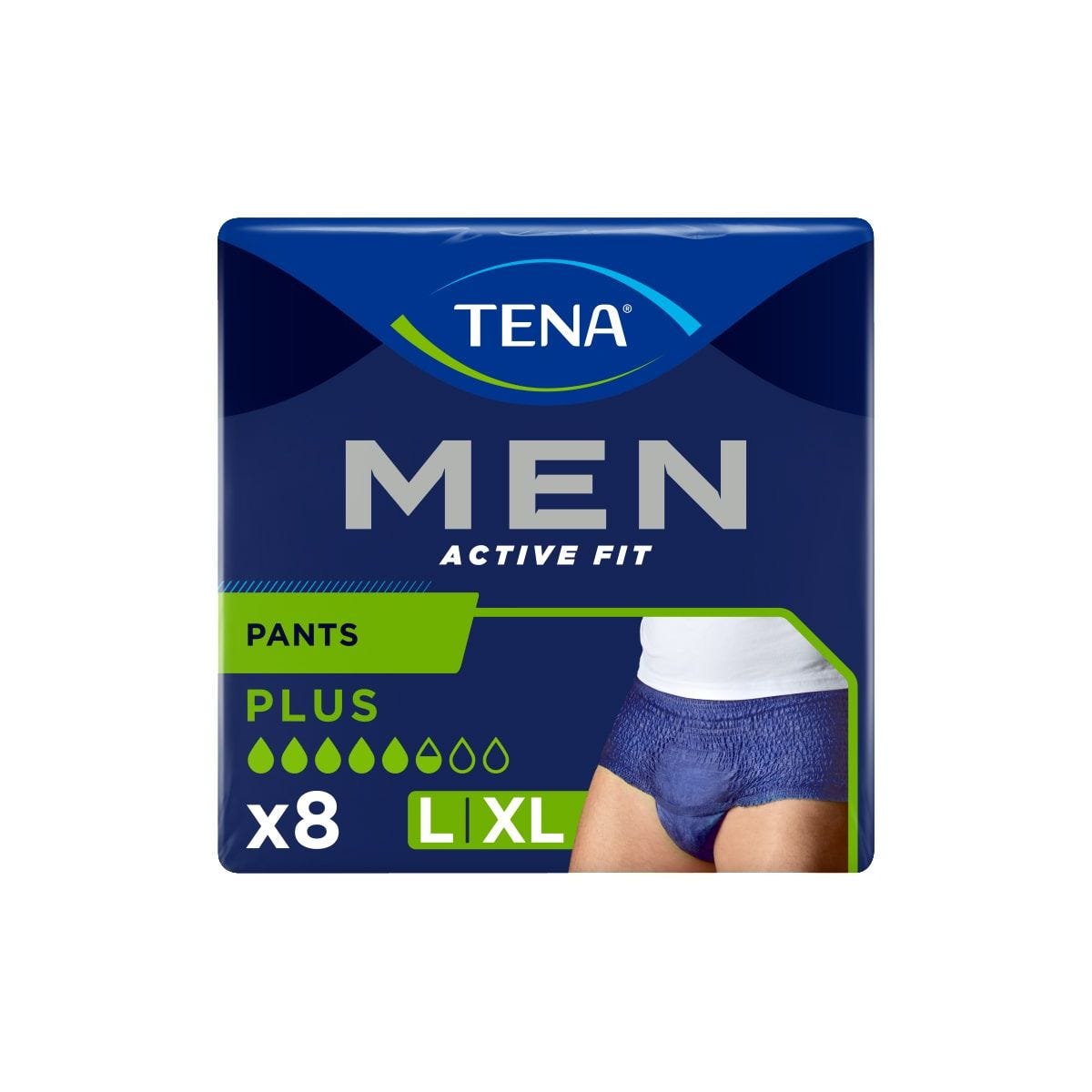 TENA Men Active Fit Incontinence Pants Plus Large 8 per pack - European  Version NOT North American Variety - Imported from United Kingdom by  Sentogo - SOLD AS A 2 PACK 