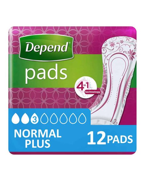 Depend Pads Normal Plus (366ml) 12 Pack