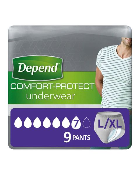 Depend Comfort-Protect Pants for Men Large/XL (1740ml) 9 Pack
