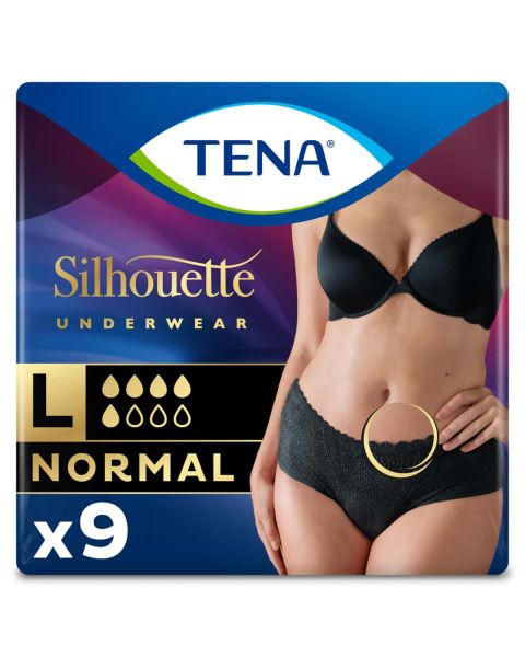 TENA Silhouette Normal Noir Low Waist Pants Large (750ml) 9 Pack