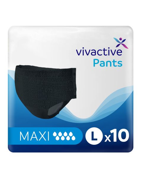 Vivactive Pants Maxi Black Large (2200ml) 10 Pack