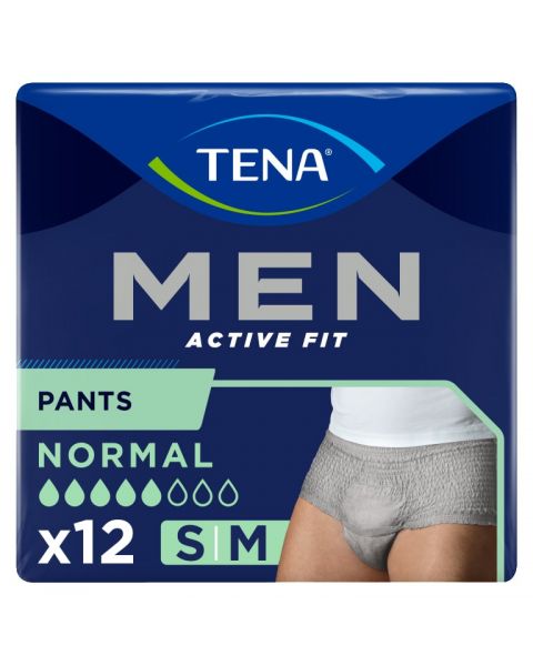 TENA Men Active Fit Pants Normal Grey Small/Medium (850ml) 12 Pack