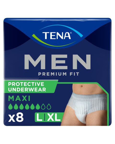 TENA Men Premium Fit Protective Underwear Maxi Large/XL (1350ml) 8 Pack
